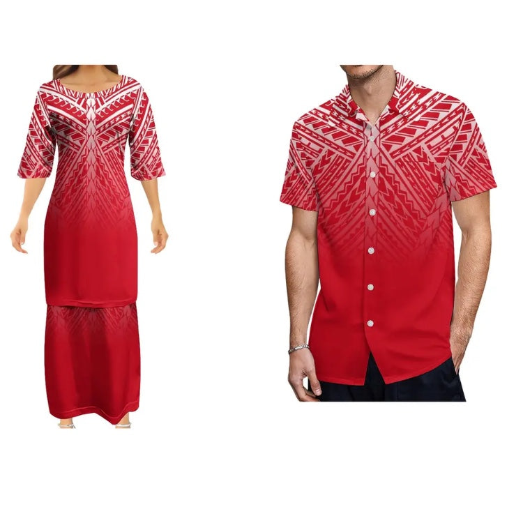 Ladies dress with Men’s Matching shirt in Different Colours & Styles