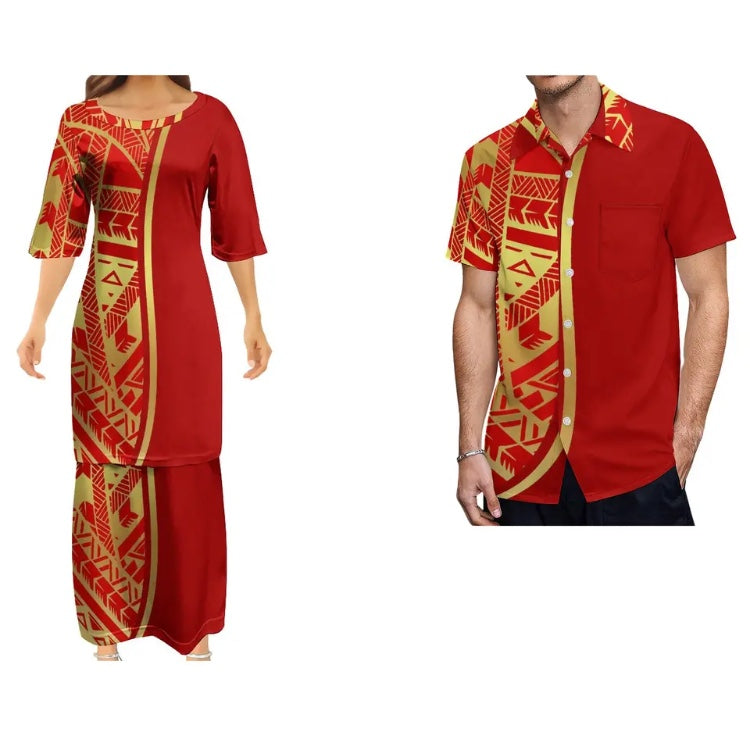 Ladies dress with Men’s Matching shirt in Different Colours & Styles