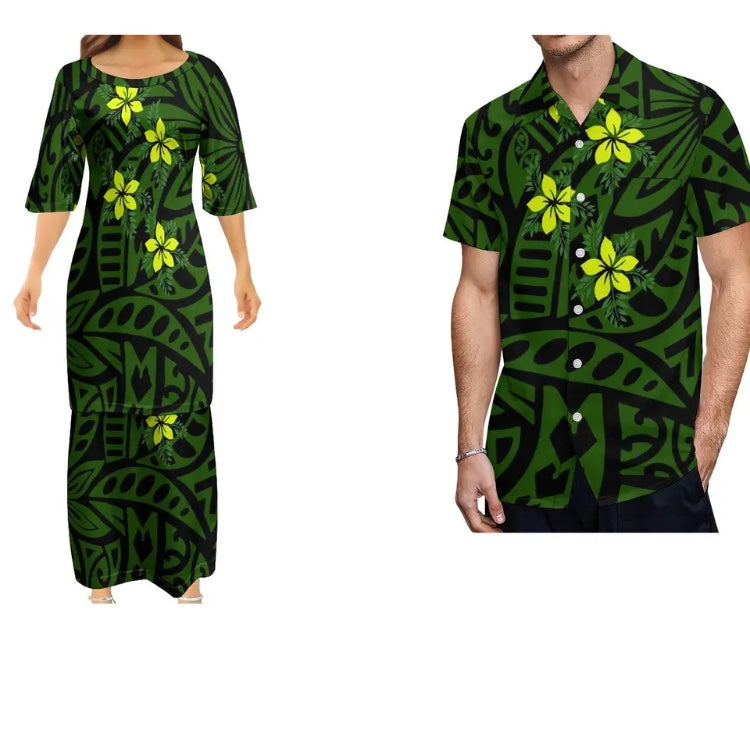 Ladies dress with Men’s Matching shirt in Different Colours & Styles