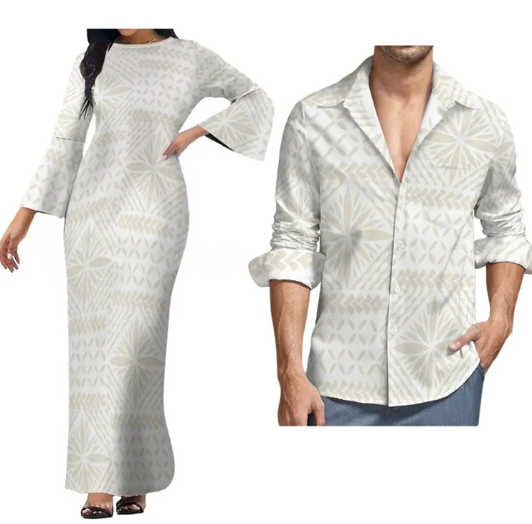 Ladies dress with Men’s Matching Shirt in Different Colours & Styles