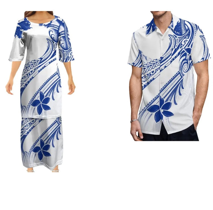 Ladies dress with Men’s Matching shirt in Different Colours & Styles