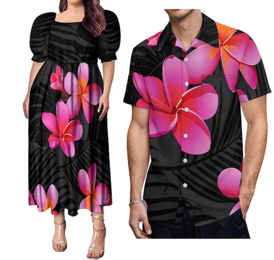 Ladies Puffy Sleeve Dress with Men’s Matching Shirt