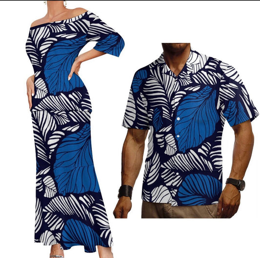 Ladies 2pcs dress with Men’s matching Shirt