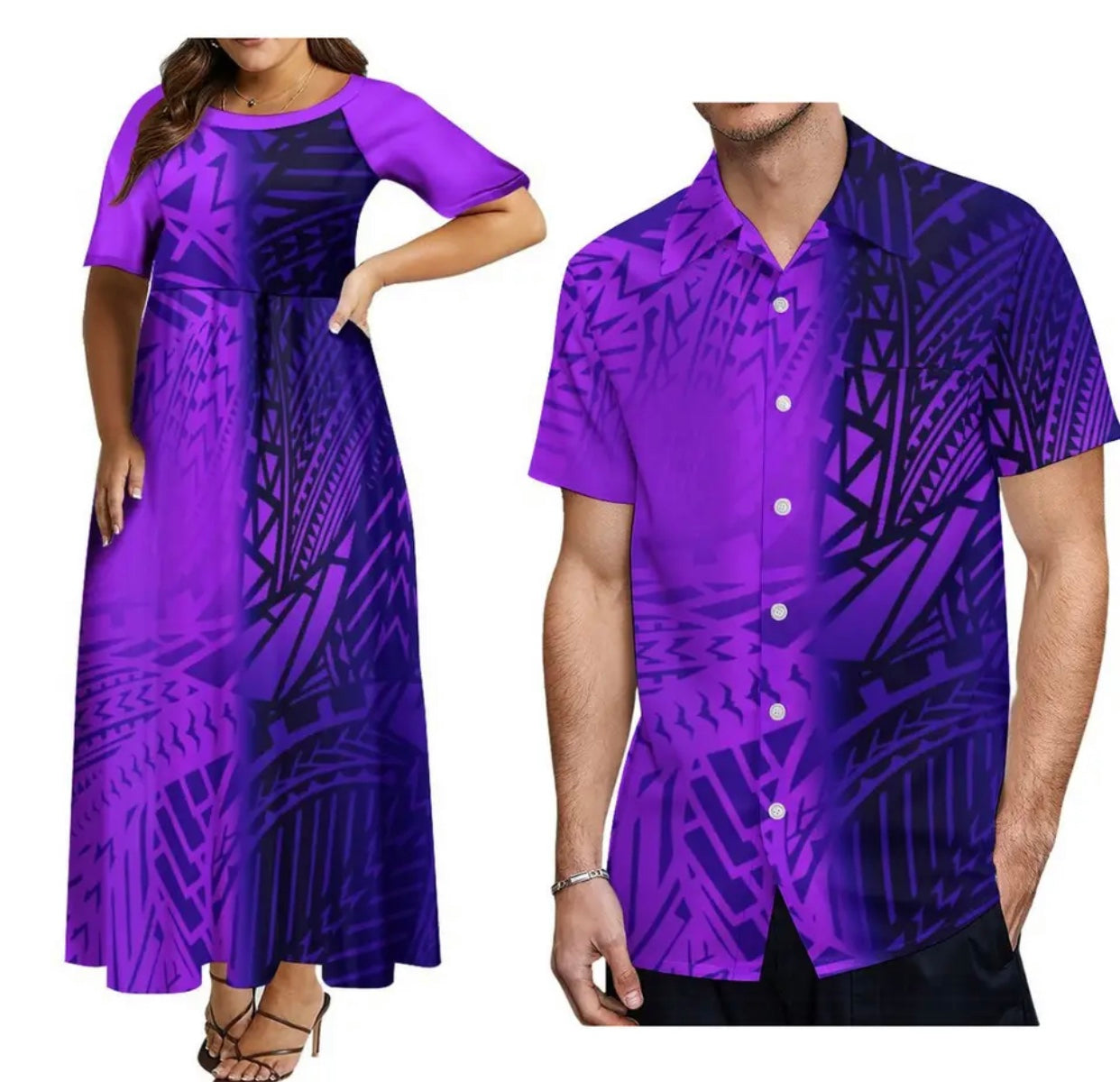 Women’s dress and Men’s matching shirts in different styles & Colours