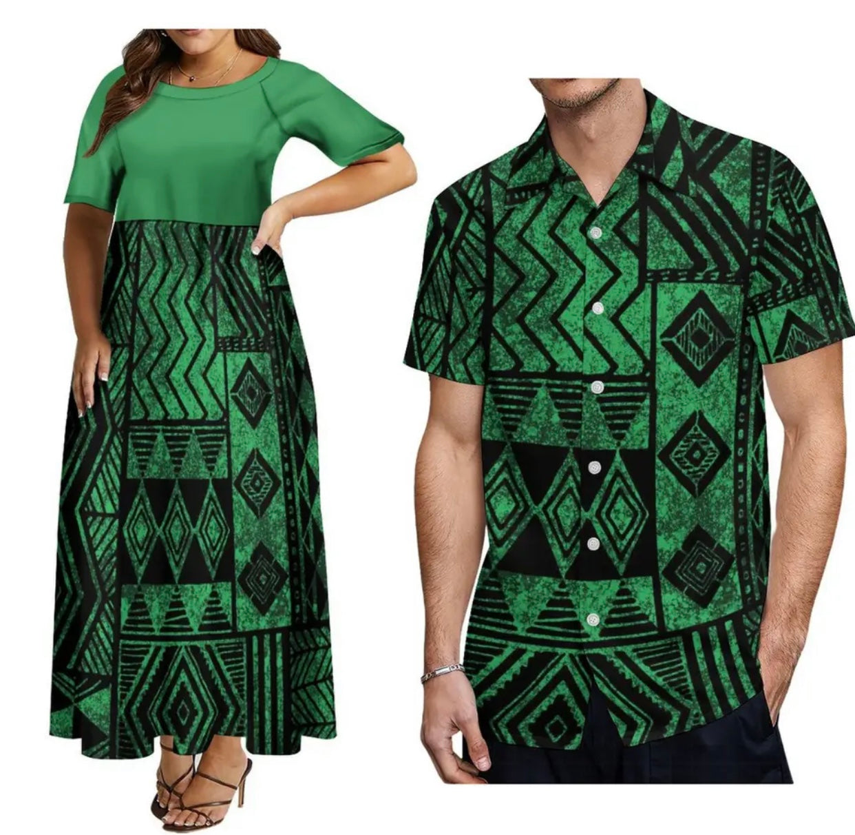 Women’s dress and Men’s matching shirts in different styles & Colours