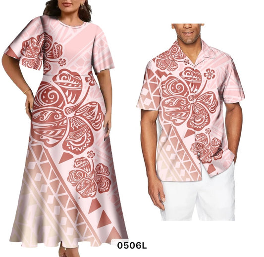 Women 2 piece set dress with Men’s matching shirt