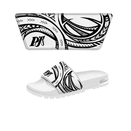 Tribal designed Customized in White Slides Slippers Super Air Soft Cushion Footwear