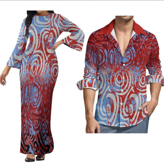 Stylish Women’s dress with Men’s matching shirt