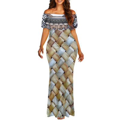 Ladies design dress in finemat pattern