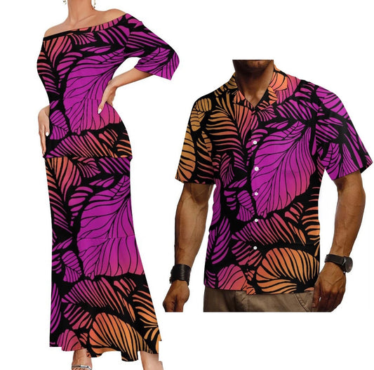 Ladies 2pcs set dress and Men’s matching shirt